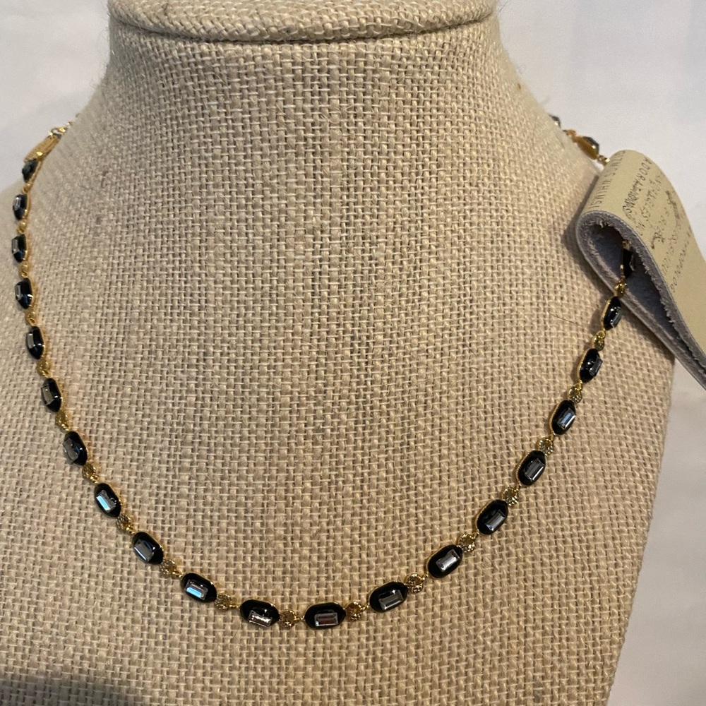 Anthropologie x Serefina Sporty Epoxy Black and Gold Necklace